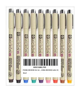 SAKURA Pigma Micron 05 Pack of 9 Colours, Black, Orange, Brown, Red, Pink, Green, Purple, Blue, Sepia SAKURA