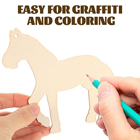 EXCEART 45pcs Farm Animals Unpainted Wood Cutout Shapes Cow Pig Chicken Horse Sheep Dog Unfinished Animal Wooden Ornaments Blank Gift Tags for EXCEART