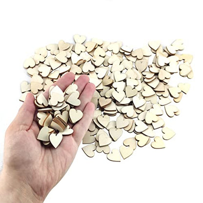 300 Pcs 0.8 Inch Unfinished Wood Heart Slices Blank Natural Wooden Hearts Shapes Ornaments Tags for DIY Wedding Art Crafts Valentine Decorations