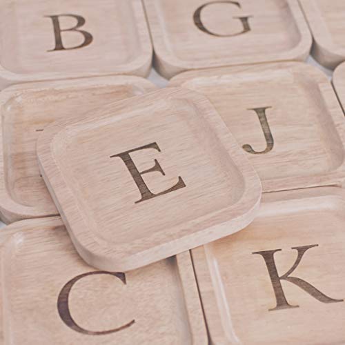 I'm Solid Wood Personalized Initial Letter Jewelry Display Tray Decorative Trinket Dish Gifts For Rings Earrings Necklaces Bracelet Watch Holder I'm