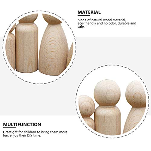 TOYANDONA 5pcs Hand-Painted Puppet Toys Unfinished Wooden Figures Wooden Peg Doll People Little Wooden Pegs Kids Dolls Kidcraft Playset Unfinished TOYANDONA