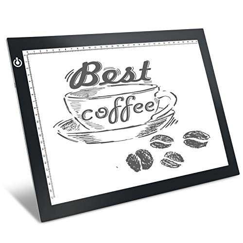 Black A4 Dimmable LED Artcraft Light Box Tracer Slim Light Pad Portable Tablet, USB Power Cable Copy Drawing Board Tracing Table for Artists LooEooDoo