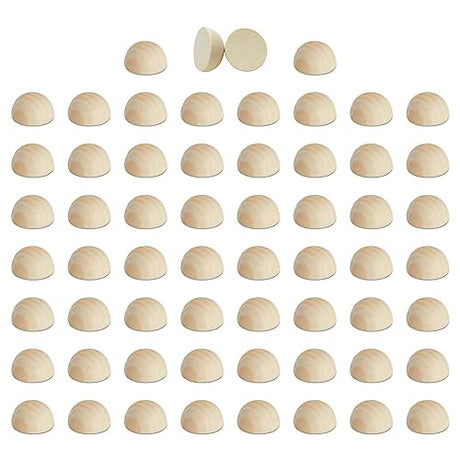 30 Pack Split Wood Balls for Crafts, 1.5-Inch Unfinished Half Wooden Beads for Art Supplies Juvale