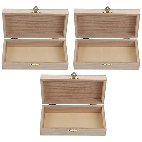 Healifty 3pcs Boxes Clamshell Wooden Box Wood Jewelry Cases Wood Storage Trunk Wooden Pirate Treasure Chest Ornament Container Wooden Treasure Office Healifty