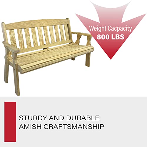 Amish Casual 4-Foot Heavy Duty Mission Garden Bench - Unfinished, 800 lb Capacity Amish Casual