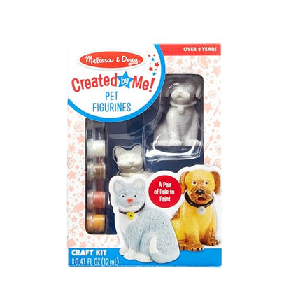 Melissa & Doug Created by Me! Pet Figurines Craft Kit (Resin Dog and Cat, 6 Paints, Paintbrush) - WoodArtSupply