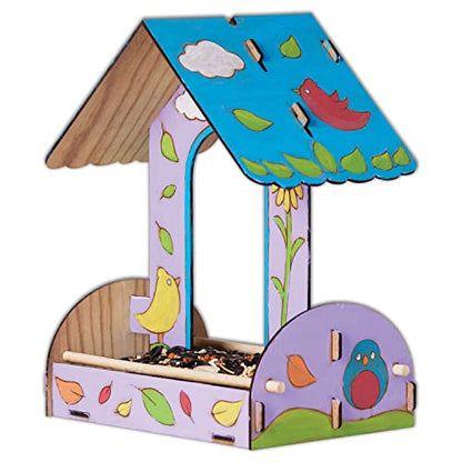 Creativity for Kids Build and Paint Bird Feeder Wood Craft Kit - DIY Bird House Kit for Children, Outdoor Activities for Kids Age