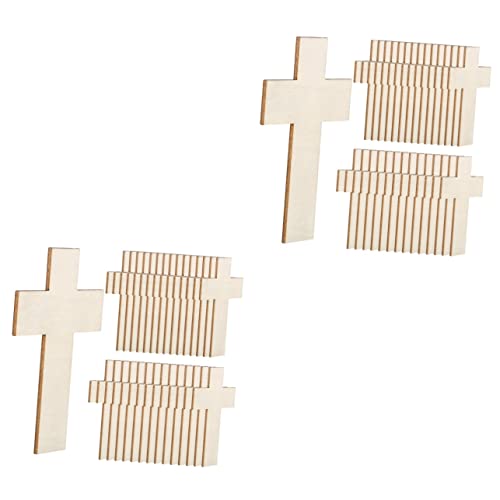 VILLCASE 60 pcs Easter Cross Wood Crafts Wooden Crafts Wood Tools Jesus Decor Unfinished Wood Cutout Cross Wood Cutouts Wood Cross Cutouts Cross VILLCASE