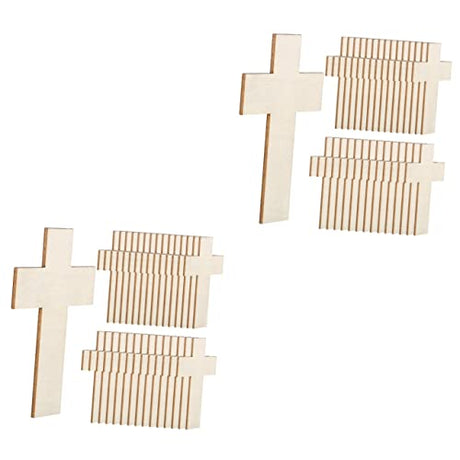 VILLCASE 60 pcs Easter Cross Wood Crafts Wooden Crafts Wood Tools Jesus Decor Unfinished Wood Cutout Cross Wood Cutouts Wood Cross Cutouts Cross VILLCASE