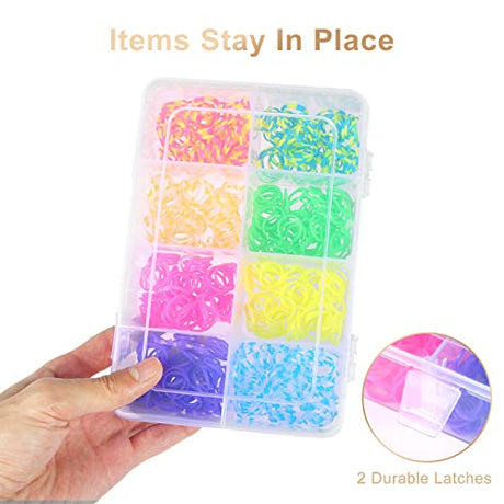 QUEFE 4 Pack 8 Grids Bead Organizers and Storage, Plastic Organizer Box with Removable Dividers Tackle Box Organizer for Candies Snacks Electronics QUEFE