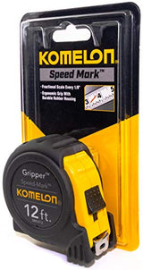 Komelon SM5412 Speed Mark Gripper Acrylic Coated Steel Blade Measuring Tape 5/8-Inch x 12-Feet, White Komelon