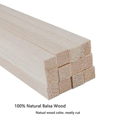 iUoczi 12 Pack Square Wood Dowel Rods 1/2x1/2x12 Inch Balsa Wood Sticks Natural Wood Color Unfinished Wood for Cricut Maker Make Models of House