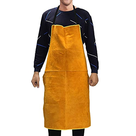 Leather Welding Apron For Men Work Apron 39.37”×25.59” Heat&Flame-Resistant Leather Apron Breathable Back Leather Aprons For Men Pure Cowhide Heavy DUOYI