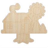 Log Cabin in The Woods Unfinished Wood Shape Piece Cutout for DIY Craft Projects - 1/8 Inch Thick - 6.25 Inch Size Sniggle Sloth