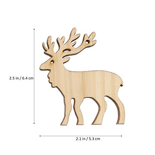 Amosfun 10pcs Christmas Hanging Wooden Ornaments Wood Elk Reindeer Cutouts Xmas Tree Pendants Holiday Party Home Decor Amosfun