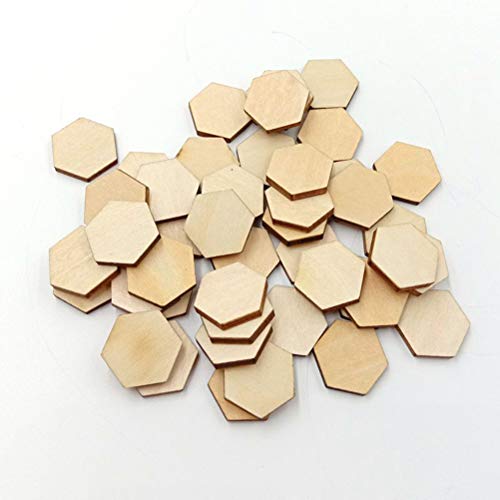 ARTIBETTER 100 pcs Wooden Pieces Hexagon Wood Shape Beech Wood for DIY Arts Craft Project Ready to Paint or Decorate (17.5mm) ARTIBETTER