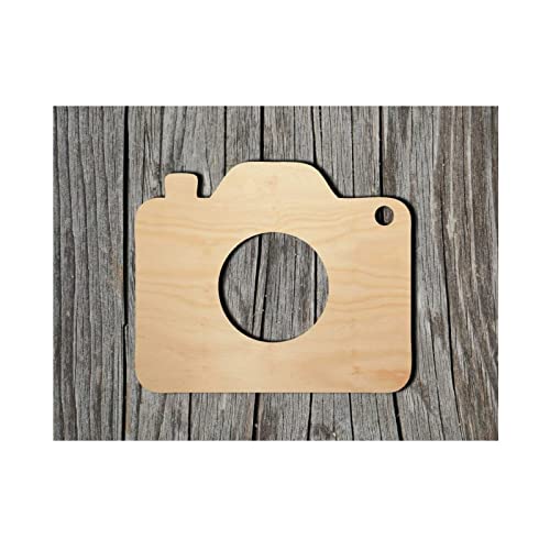 Camera Wood Craft,Unfinished Wooden Cutout Art,DIY Wood Sign, Inspirational Farmhouse Wall Plaque,Rustic Home Decor for Home Room Office Garden Arupkeer