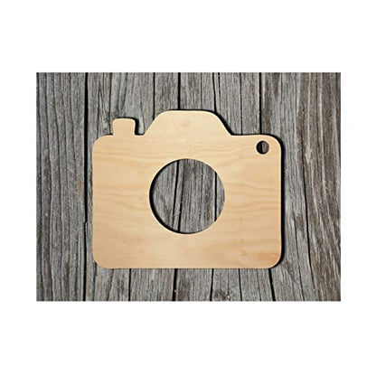 Camera Wood Craft,Unfinished Wooden Cutout Art,DIY Wood Sign, Inspirational Farmhouse Wall Plaque,Rustic Home Decor for Home Room Office Garden - WoodArtSupply