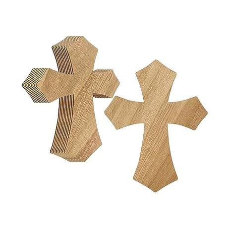 12 Inch 12 Pack Wood Cross Unfinished Wooden Crosses for Crafts Blank Wood Cross for Wall Decor DIY Project Cregugua