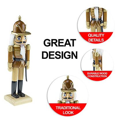 Clever Creations Brown Soldier 10 Inch Traditional Wooden Nutcracker, Festive Christmas Décor for Shelves and Tables