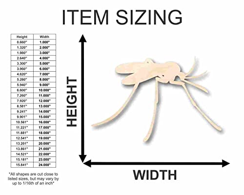 Unfinished Wood Mosquito Shape - Insect - Animal - Wildlife - Craft - up to 24" DIY 8" / 1/8" - WoodArtSupply