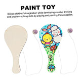 Hohopeti 6pcs White Billet Wooden Racket Paddle Balls with String Unfinished Fraternity Paddle DIY Craft Hohopeti