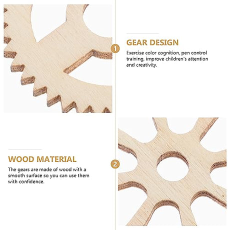 Amosfun 50pcs Mini Wooden Gear Puzzle Buttons Unfinished Wood Pieces Crafts DIY Painting Decorations Amosfun