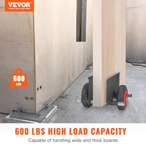 VEVOR Panel Dolly, 600LBS Capacity Slab Dolly, Heavy-Duty Drywall Mover with 8" Pneumatic Wheels, Adjustable Clamp Panel Cart for Drywall Sheet,