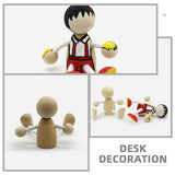 Tofficu Wood Peg Dolls 6pcs Natural Unfinished Wooden Robot Doll People Bodies Action Figures Model Toy Movable Joints Dolls for DIY Painting Craft Tofficu