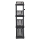 Gracious Living 14" x 32" x 54.5" 4-Shelf Tier Resin Multi-Purpose Medium Duty Indoor Garage Storage Organizer Shelves, Black Gracious Living