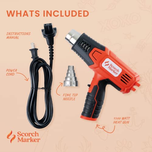 Scorch Marker Heat Gun, 1500 Watt Heat Gun for Woodburning Designs on Ornaments and Home Decor, Heating Gun for Crafting, Repairs, and More