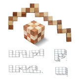 4 Pack Wooden Puzzle Games Brain Teasers Toy- 3D Puzzles for Teens and Adults - Wooden Logic Puzzle Wood Snake Cube Magic Cube Magic Ball Brain Rich Boxer