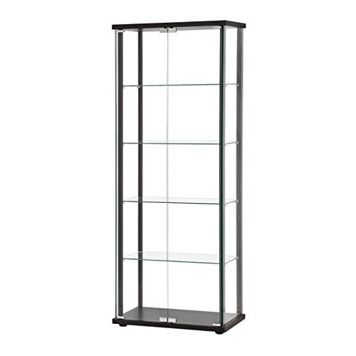 Bowery Hill 5 Shelf Contemporary Glass Curio Display Cabinet Case with Black Frame Bowery Hill