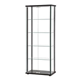Bowery Hill 5 Shelf Contemporary Glass Curio Display Cabinet Case with Black Frame Bowery Hill