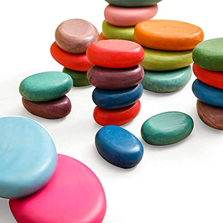 OESSUF 16PCs Stacking Rocks Wooden Stacking Toys Balancing Stacking Stones Wooden Stone Stacking Game for Toddler Wood Sorting Montessori Stacking OESSUF