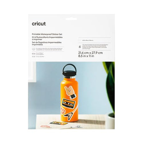 Cricut Waterproof Sticker Paper - US Letter Size (8.5in x 11in), Sticker Paper for Printer, Compatible with Cricut Maker, Explore 3, & Cricut Joy Cricut
