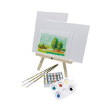 KINGART Artist Painting Set with 6 Vivid Acrylic Paint Colors, 12" Easel, 4 Canvas Panels, 3 Brushes, Painting Palette - School, Students, Beginners KINGART
