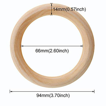 Penta Angel 5PCS 3.7″ Natural Unfinished Wood Rings Circle Wood Pendant Connectors for DIY Projects Jewelry and Craft Making - WoodArtSupply