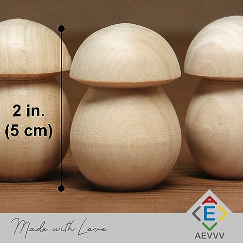 Set of 20 Unpainted Wooden Mushroom Craft Blanks - DIY Creative Kit - Natural Wood for Painting, Engraving, and Decorating - Home Decor Unfinished