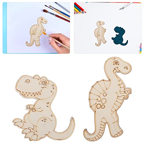 Totority 20pcs Dinosaur Wooden Cutouts for Crafts DIY Wood Cutout Unfinished Painting Wooden Pieces Slices DIY Arts Crafts Supplies Totority
