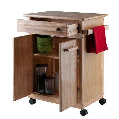 Winsome Wood Kitchen Cart, Natural, Single Drawer (82027) Winsome