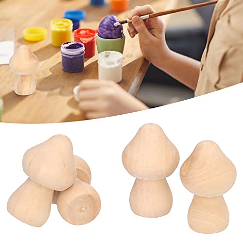 60 Pcs Wooden Mushrooms Small Unfinished Mushrooms, Unpainted Wood Mushroom Figures Embellishments Decorations for Home Garden Miniature Ornaments Restokki