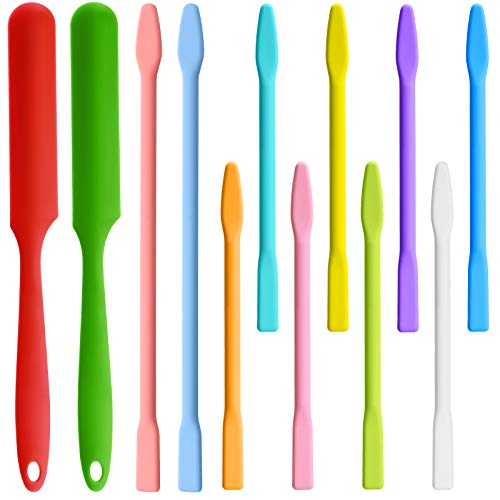 12 Pieces Silicone Stir Sticks Kit, Epoxy Resin Stirring Rod for Mixing Resin, Paint, Liquid, DIY Craft Tools for Making Flash Cups (Mix Color) - WoodArtSupply