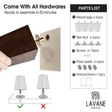 La Vane 8 inch Wooden Furniture Legs, Set of 4 Solid Wood Square Unfinished Mid-Century Modern Replacement Bun Feet with Pre-Drilled 5/16 Inch Bolt & La Vane