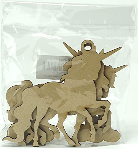 Creative Hobbies Unfinished Wooden Ornaments - 24-Pack Unicorns & Rainbow Shapes - DIY Blank Xmas Tree Hanging Wood Slices for Kids DIY Art Crafts, 4 Creative Hobbies