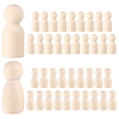 Gadpiparty Wooden Pegs 40 Pieces Wooden Crate Wooden Peg Dolls Unfinished Wooden People Bodies Figures for Painting DIY Craft Wooden Peg Games Wooden Gadpiparty