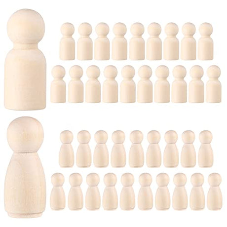 Gadpiparty Wooden Pegs 40 Pieces Wooden Crate Wooden Peg Dolls Unfinished Wooden People Bodies Figures for Painting DIY Craft Wooden Peg Games Wooden Gadpiparty