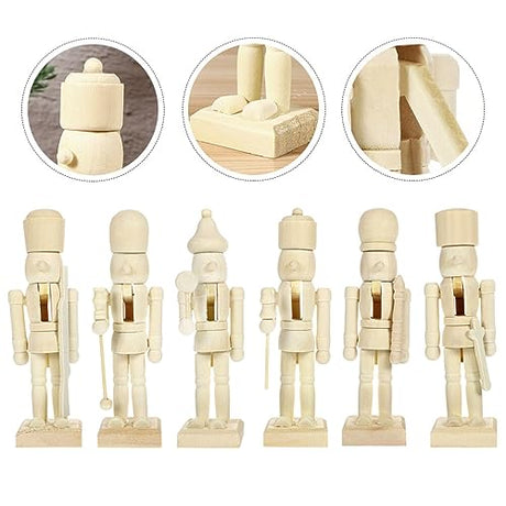 MAGICLULU 12Pcs Unfinished Wooden Nutcracker Wooden Nutcracker to Paint Wooden Color Nutcracker for DIY Craft,Christmas, Ornaments MAGICLULU