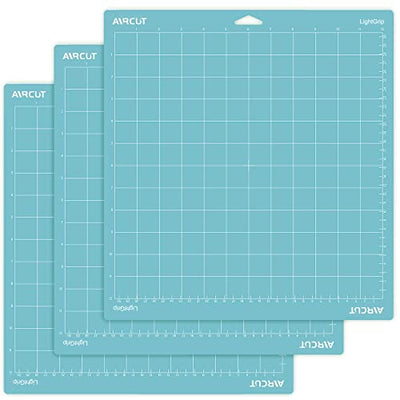 AIRCUT Light Grip Cutting mat for Cricut Maker/Explore Air 2/Air/One(12x12 Inch, 3 Mats) Light Adhesive Sticky Blue Quilting Cricket Cutting Mats
