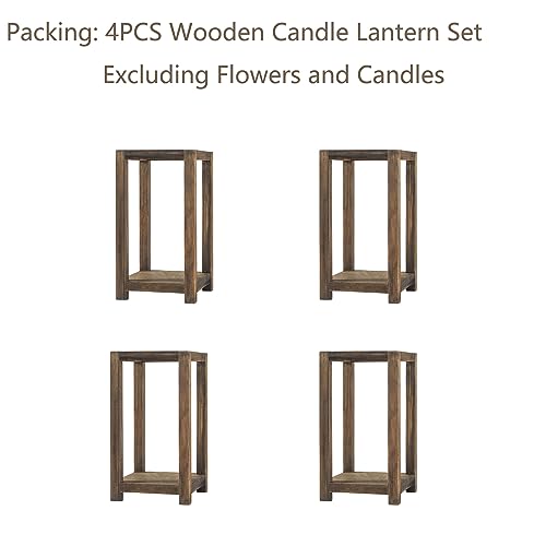 Wedding Lantern Centerpiece, 4 Set Rustic Wedding Table Decoration, Wooden Lantern Wedding, Wooden Candle Holder, Country Barn Wedding Gift, Gloserin